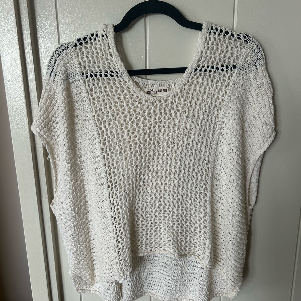 Hollister Crochet Open-Knit White Women's Sweater Top